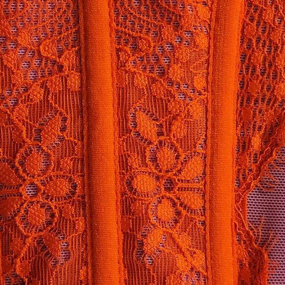 Out From Under Corset Bustier Lingerie Purple Orange Lace Size Small Hook Back - Picture 4 of 9
